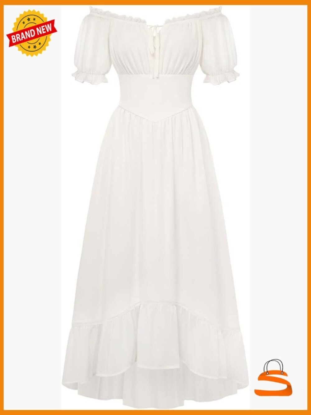 Renaissance Off Shoulder Puff Sleeve Maxi Dress with Pockets